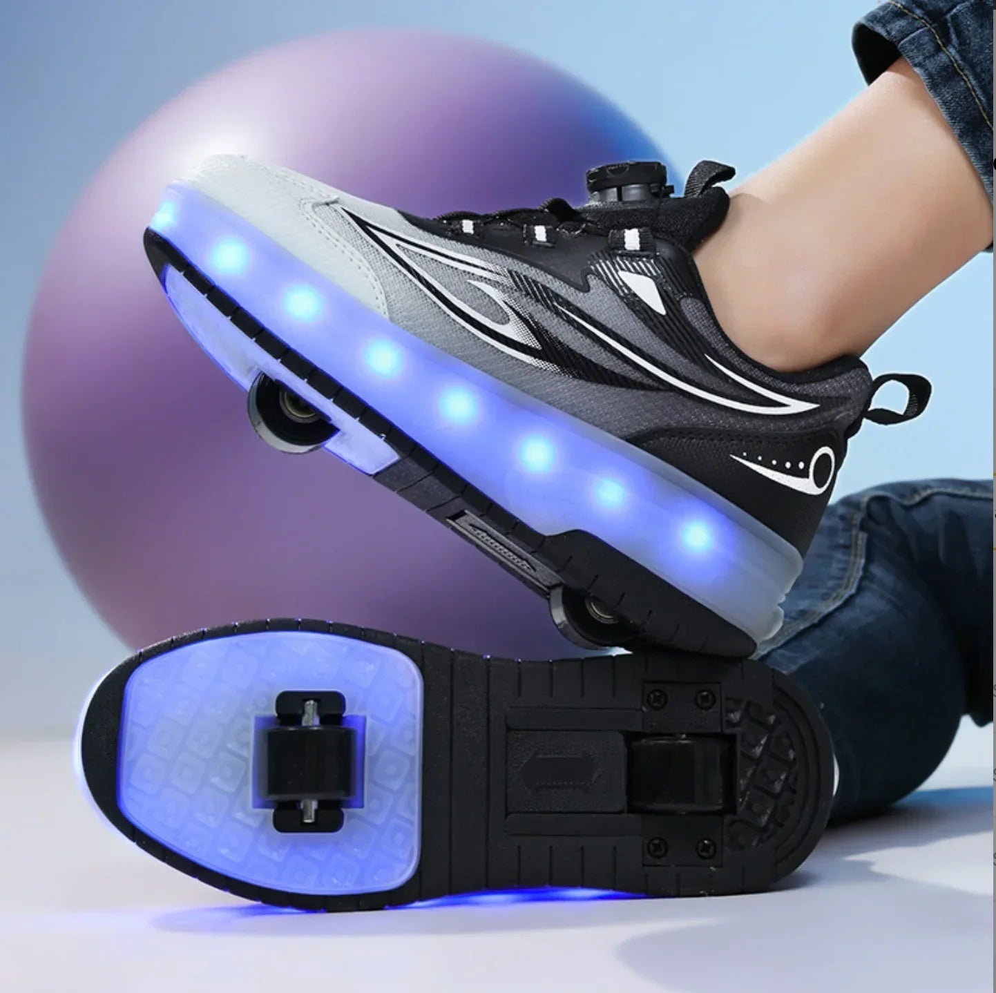 My Roller unique Black shoes for kids.