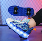 My Roller unique Blue Flames shoes for kids.